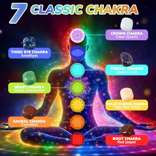 WVIOUOPU Healing Crystals and Chakra Stones Set - 13 Pcs Real Raw Healing Chakra Stones